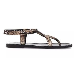 THE KOOPLES Snakeskin effect thong style flat sole leather sandal FR 37 US 6 NEW